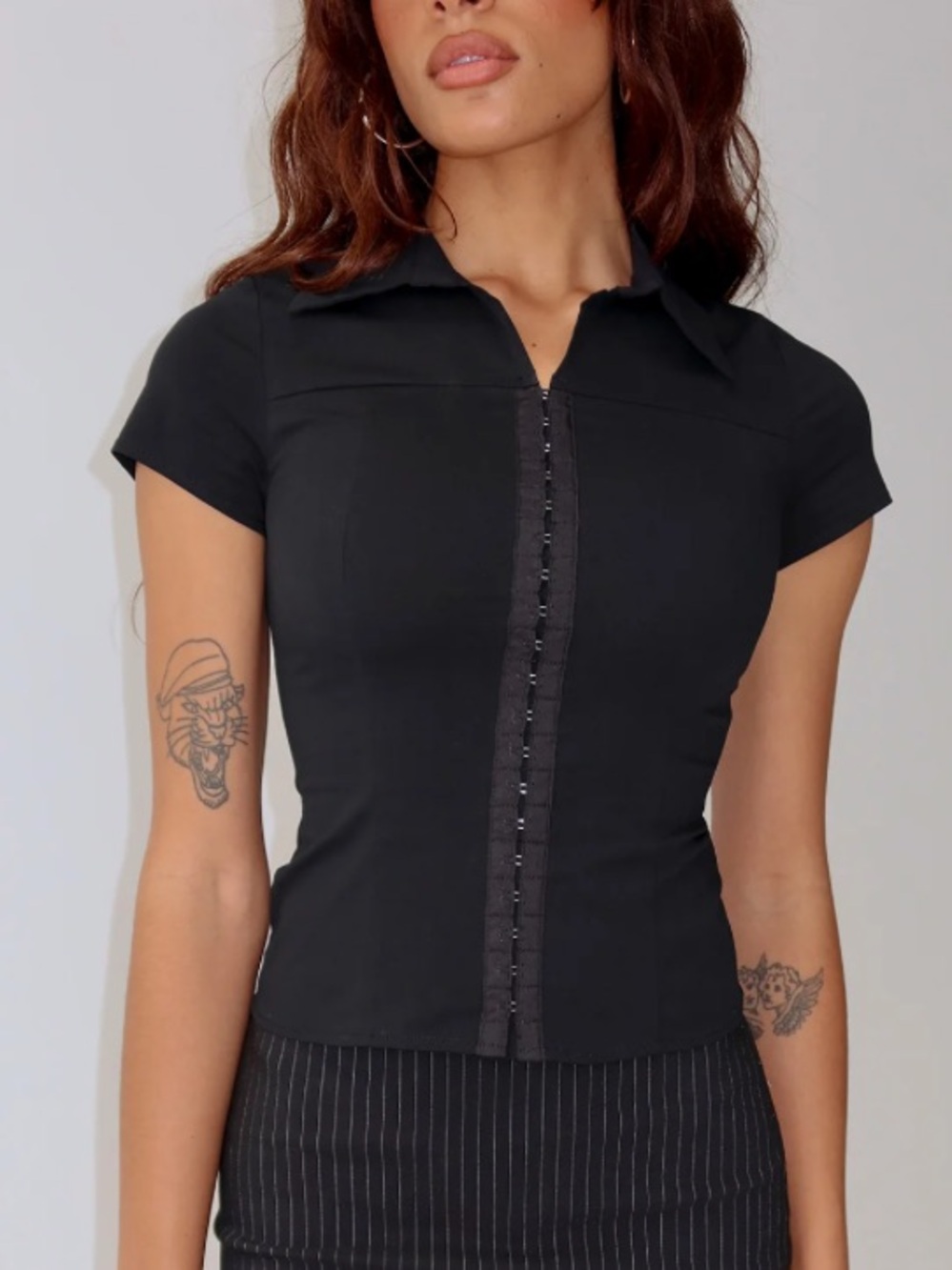 Princess Polly Witney Short Sleeve Shirt Black - US 4 / Black